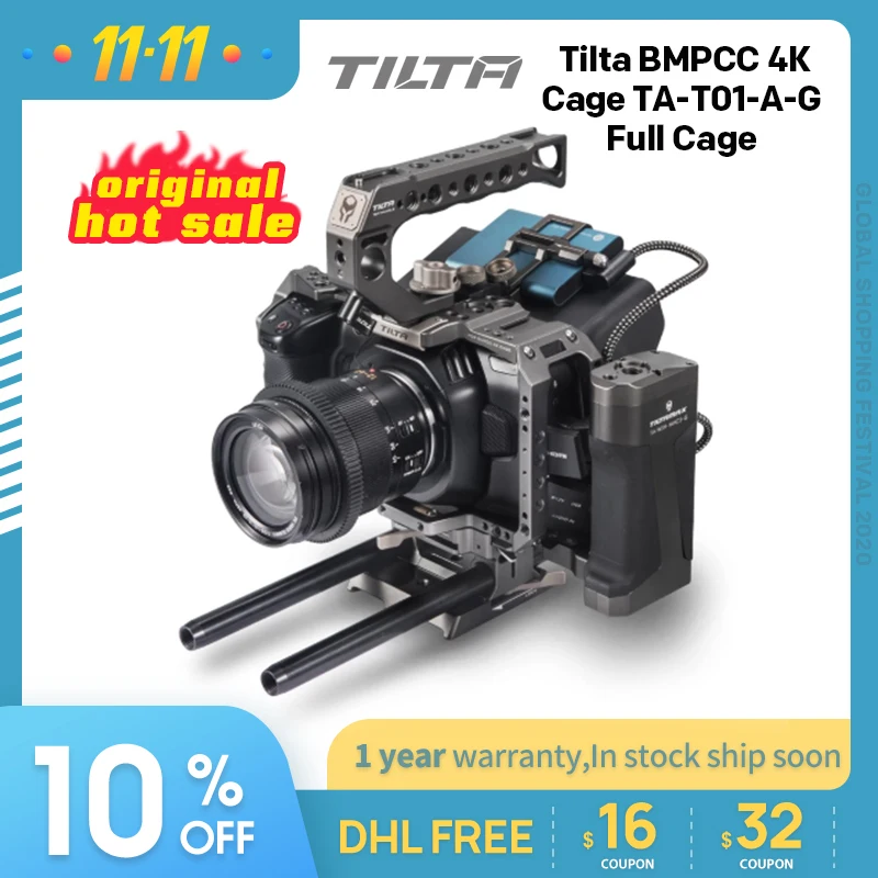 Клетка Tilta BMPCC 4K держатель для SSD накопителя с полной ручкой деревянная боковая