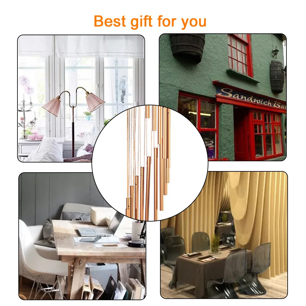 Description Picture 5 of itemNordic Classic Handmade Ornament Garden Patio Outdoor 18 Tubes Wall Hanging Wind Chimes Metal Wind Bells Home Decor