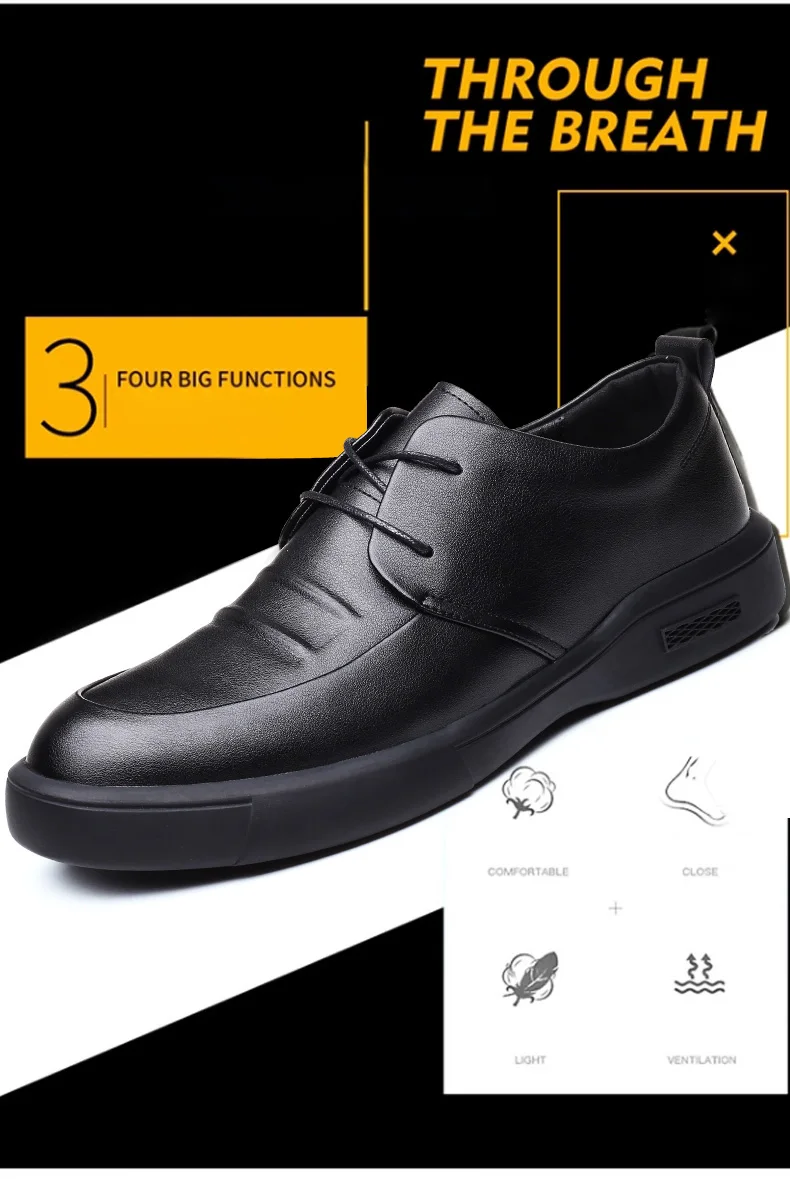 Misalwa High Quality Men Leather Casual Shoes Slip-on / Lace-up Office Daily Men Footwear Thick Sole Business Dress Moccasins