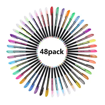

18/24/36/48 Colors Highlighters Gel Pens Set Glitter for Adult Coloring Books Journals Drawing Doodling Art Markers Supplies