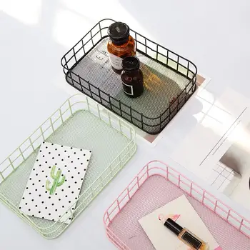 

Hollow Iron Sundries Cosmetics Storage Basket Holder Home Desk Office Organizer