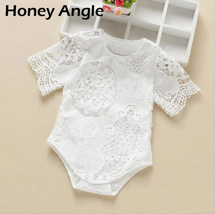 Honey Angle Детский комбинезон с кружевом короткий рукав полый хлопок младенческой прыжок костюм 2019 модная мягкая дышащая одежда для малышей