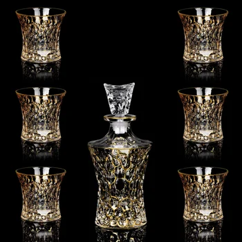 

7 Pcs/Set top quality home crystal whiskey decanter Set luxury whiskey glass for Liquor Scotch Bourbon 200829-09