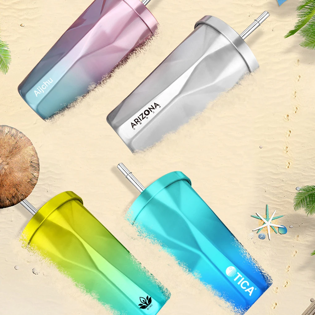 Office Straw Mug Cup 304 Stainless Steel Drinking Cup Bottle Water Insulated Coffee Beer Mug Home Tableware