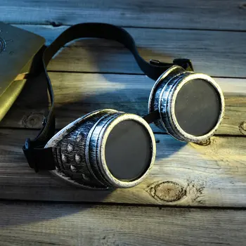 

Vehemo ABS Double Lens Motorcycle Retro Glasses Goggles Windproof Waterproof Fog Universal Punk Style