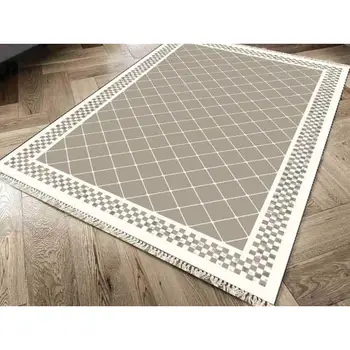 

Slip-resistant Outsole Digital Print Velvet Carpet Checkers Cappucino 80x200 cm