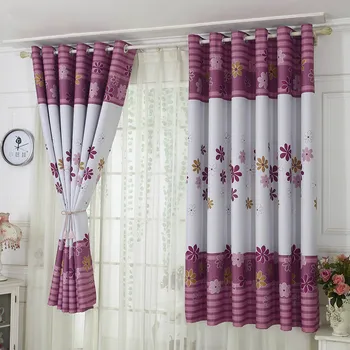 

New Modern Elegant Seven-leaf Grass Printing High- Shading Short Red Curtains for Living Dining Room Bedroom Home Decoration VC