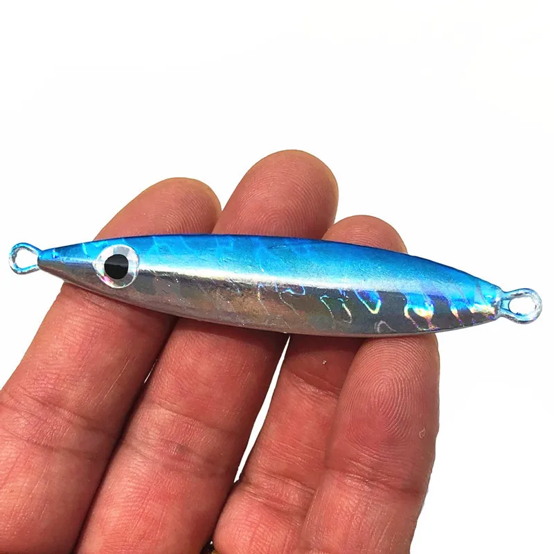 Blue No Hook Fishing Lure 1m/s Slow Shaking Sinking Jigbait Long Cast Jigs 20g/30g/40g/60g Artificial Hard Lure Bait Lot 5 Pieces Sale - Цвет: Blue No Hook