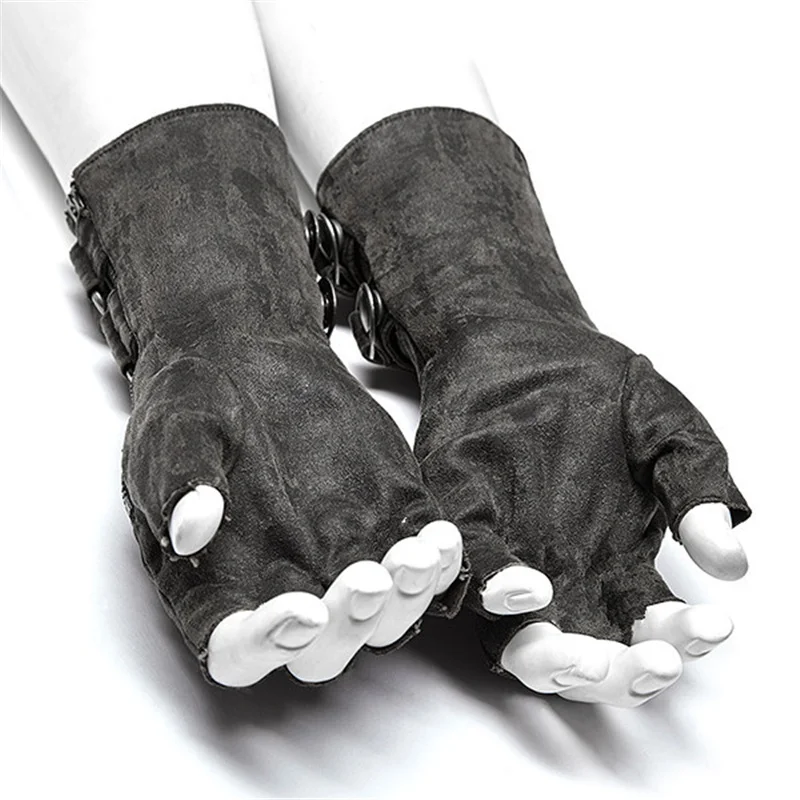 Medieval Men Cosplay Retro Gloves Steampunk Style Men Arm Guard Rivet Gloves Belt Buckle Adjustable Halloween Accessories