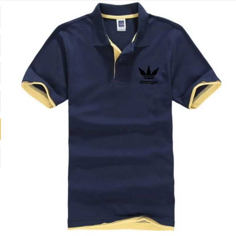 Navy-Yellow-H Мужская деловая Повседневная рубашка поло, брендовая мужская летняя рубашка поло с принтом, Хлопковая мужская Однотонная рубашка поло для мужчин, костюм для гольфа, Джерси - Цвет: Navy-Yellow-H