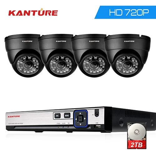 KANTURE 4CH HDMI 1080P DVR 4ch CCTV система 4x720P IP66 in/наружная камера безопасности 1MP HD домашняя система видеонаблюдения P2P DVR - Цвет: 4 Dome Camera