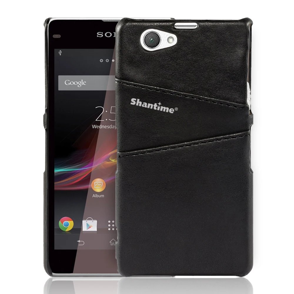 Кожаный чехол на заднюю панель для sony Xperia Z1 Compact Z5 Compact чехол для sony Xperia Z3 Compact Z4 Compact деловой кошелек чехол для телефона - Цвет: BLACK