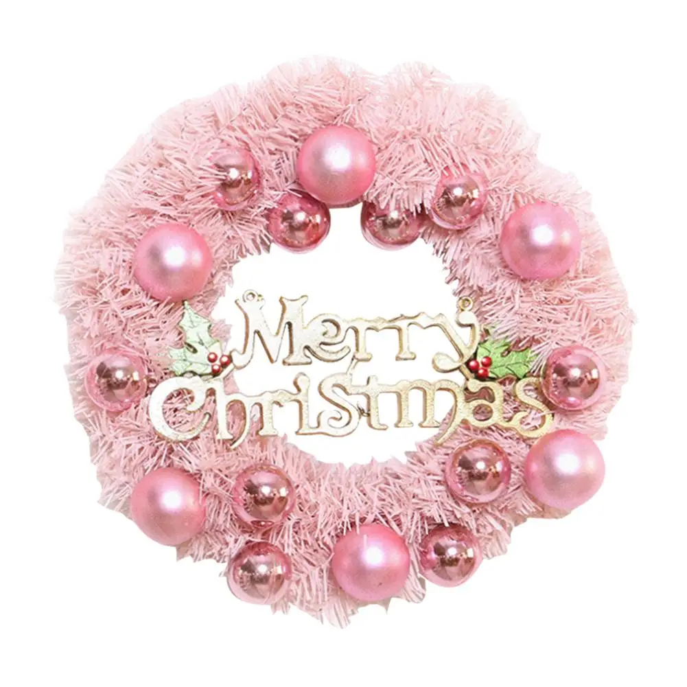 Рождественский венок с искусственными розовыми венками, дверные Подвесные Подарки, товары для рождественской вечеринки, украшения торгового центра