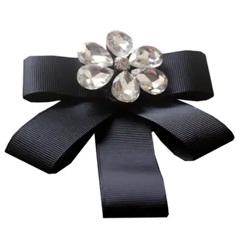 

2020 Unisex Ribbon Bow Tie Water Drop Faux Crystal Flower Brooch Pin Collar Necklace
