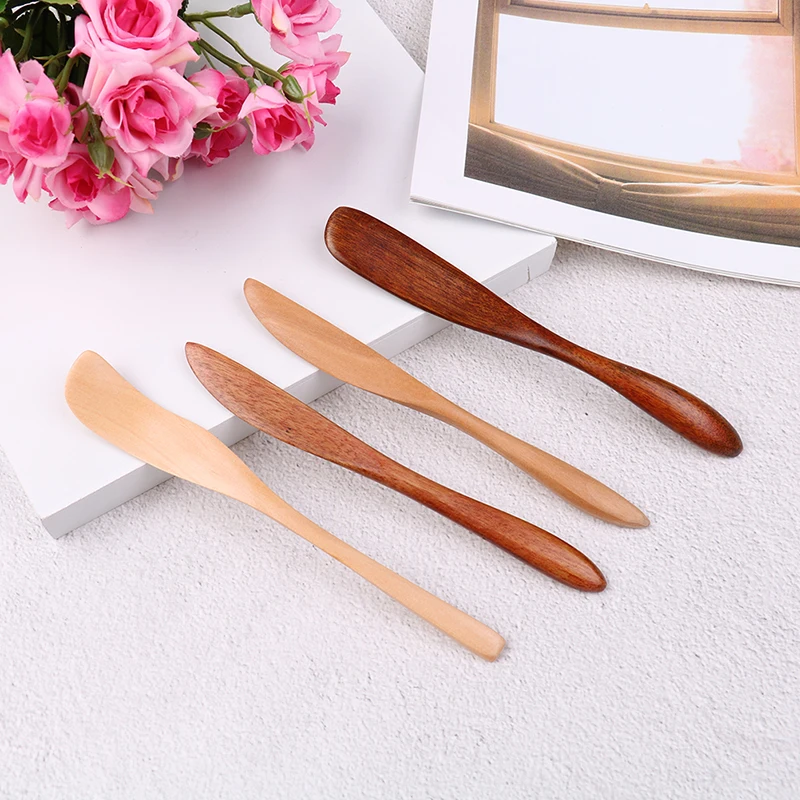 1Pc High Quality Knife Style Wooden Mask Japan Butter Knife Marmalade Knife Dinner Knives Tabeware with Thick Handle