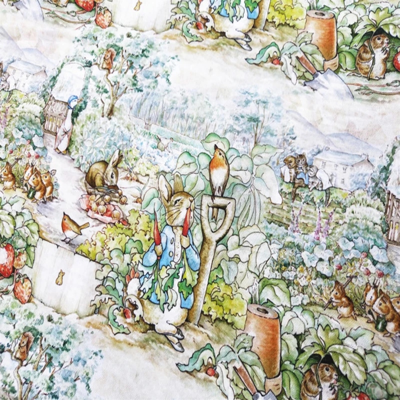 Красивая широкая 140 см хлопковая цифровая печать на ткани кролик/птица ...