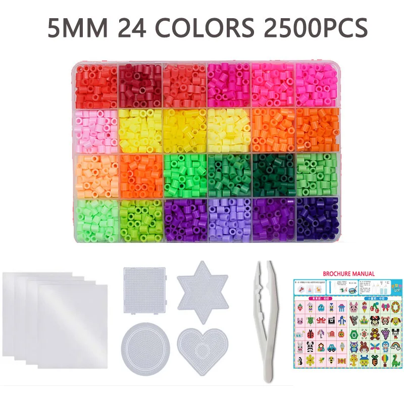 5mm Hama beads 15 24 48color/set perler beads Iron Paper ironing beads Diy  puzzles pegboard Handmade toys for girls 3