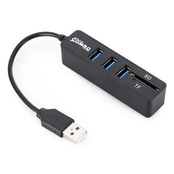 

HOT USB 2.0 HUB Connector Supports TF Card Security Digital Memory Card With 3 USB Ports Adapter Extender For Card Reader