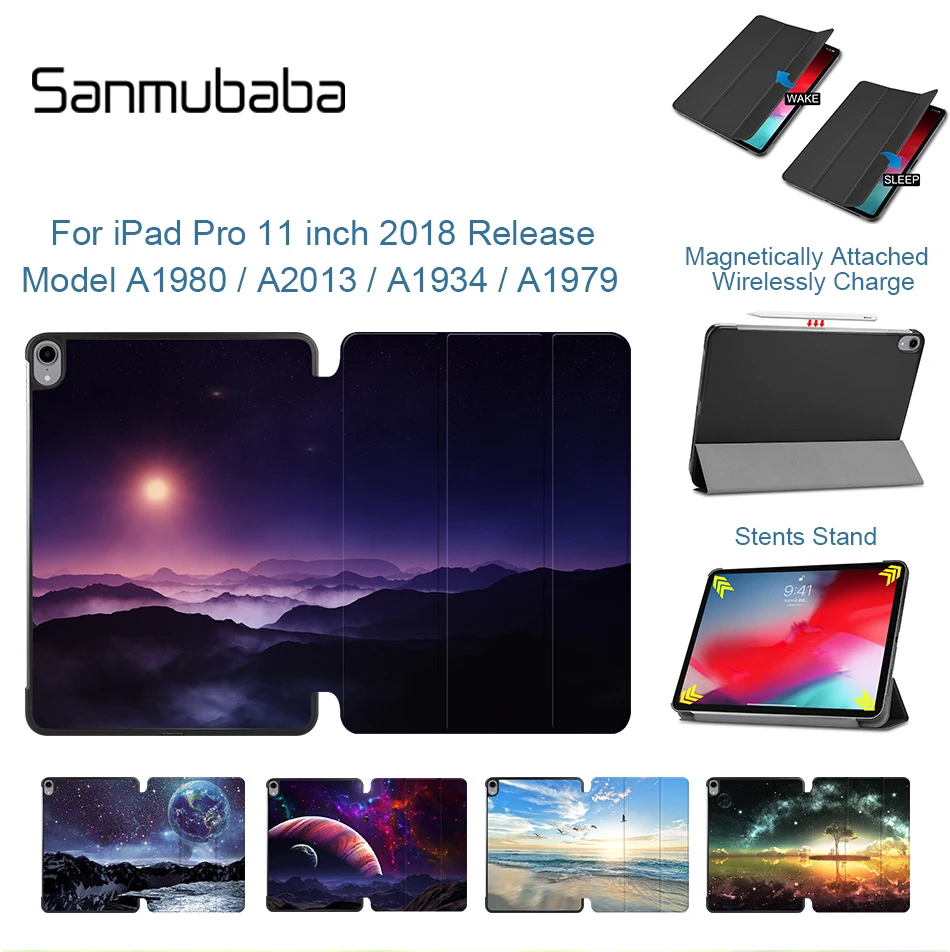

Sanmubaba Case For iPad Pro 11 inch 2018 Version Ultra Slim PU Leather Magnetic Flip Stand Cover Trifold Smart Tablet Case Coque