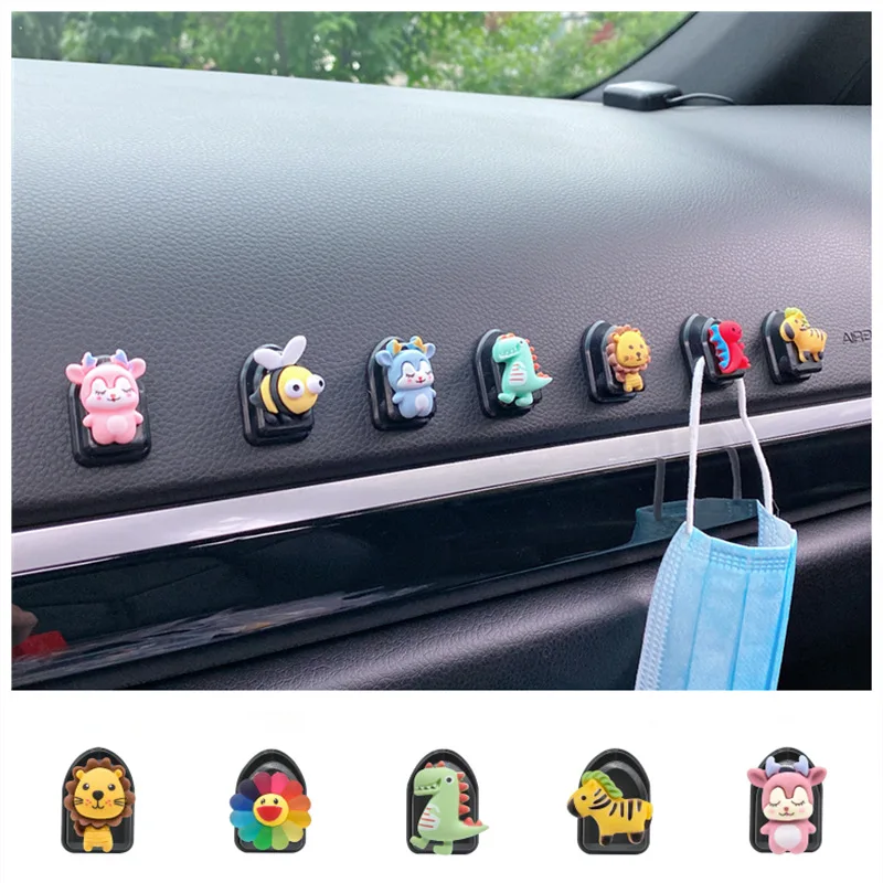 4PCS Animal Car Hooks Wall-mounted Home Decor Blossom Sundries Holder Multifunction Masks Keys Organizer Hanger Hangers | Дом и сад