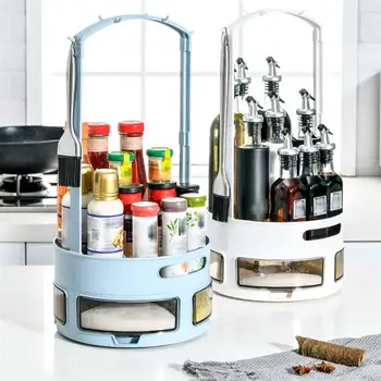 

1pc Practical Double Layer 2 Tier Rotatable Bottle Holder Seasoning Organizer Seasoning Rack Turning Tray