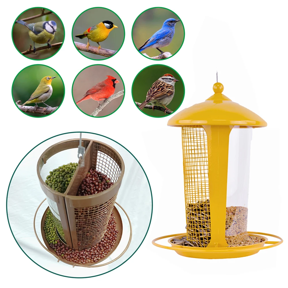 Double Sides Wlid Bird Feeder 2.2L Capacity Multiple Food Type Hanging