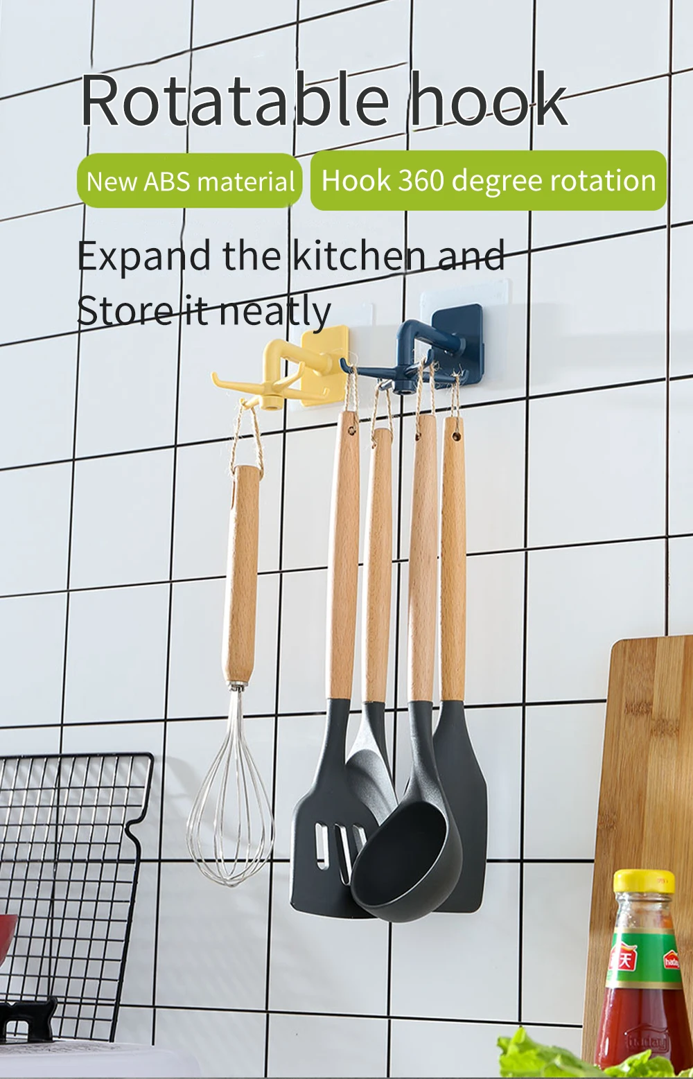 Kitchen Storage Hook Wall Mounted Rotate Kitchenware Organizer Rack Spoon Holder Cupboard Shelf Wall Door Hanging Key Hook Hot Kitchen Storage Hook Wall Mounted Rotate Kitchenware Organizer Rack Spoon Holder Cupboard Shelf Wall Door Hanging Key Hook Hot