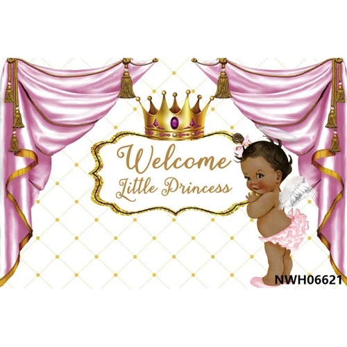 Новорожденный ребенок душ вечеринка для мальчика день рождение розовый синий Золотая Корона занавес принцесса фон на заказ Виниловый фон для фотостудии - Цвет: Лиловый