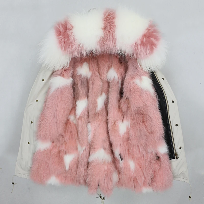 Женская водоотталкивающая куртка OFTBUY, с натуральным мехом енота и лисы на воротнике и капюшоне, длинная зимняя парка со съемной подкладкой - Цвет: long 90cm  8