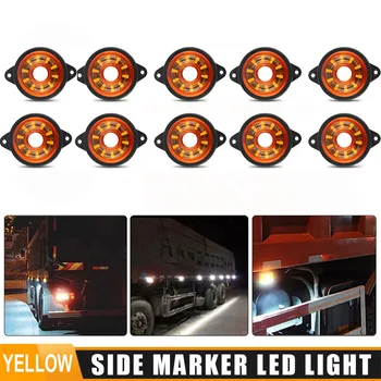 

10Pcs Truck 24v Light Trailer Lights LED 12V Waterproof Flowing Circle Amber Indicators Side Marker Lamp for Car Lorry