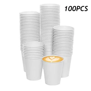 

100 PCS Hot Sale White Hot Drink Paper Cup For Home Restaurant Office Convenient Drink Boiling Water Disposable Paper Cup 180 ML