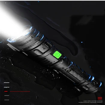 

IPX45 Super bright Rechargeable LED Flashlight Waterproof Torch 3 lighting modes Zoomable camping light With T6 LED