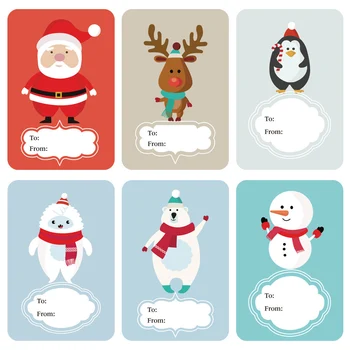 

New 6 Designs Adhesive Christmas Gift Name Tags Present Seal Labels Christmas Decals Gift Package XMAS Stickers 1 Roll (250pcs)