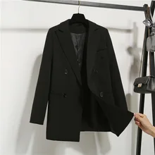 GOOHOJIO 2020 nuevas grandes ocio mujeres abrigos otoño Oficina dama Blazer con bolsillo chaquetas para mujeres chaqueta de Color sólido para damas
