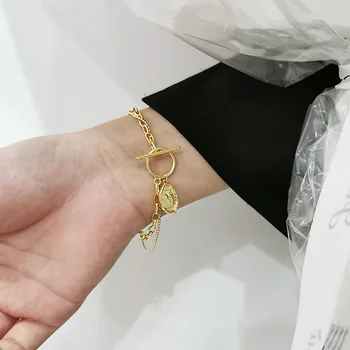 

Amaiyllis S925 Sterling Silver Gold Portrait Bracelets Multi-layer OT Bracelet Bangle For Women Summer Jewellry Gift