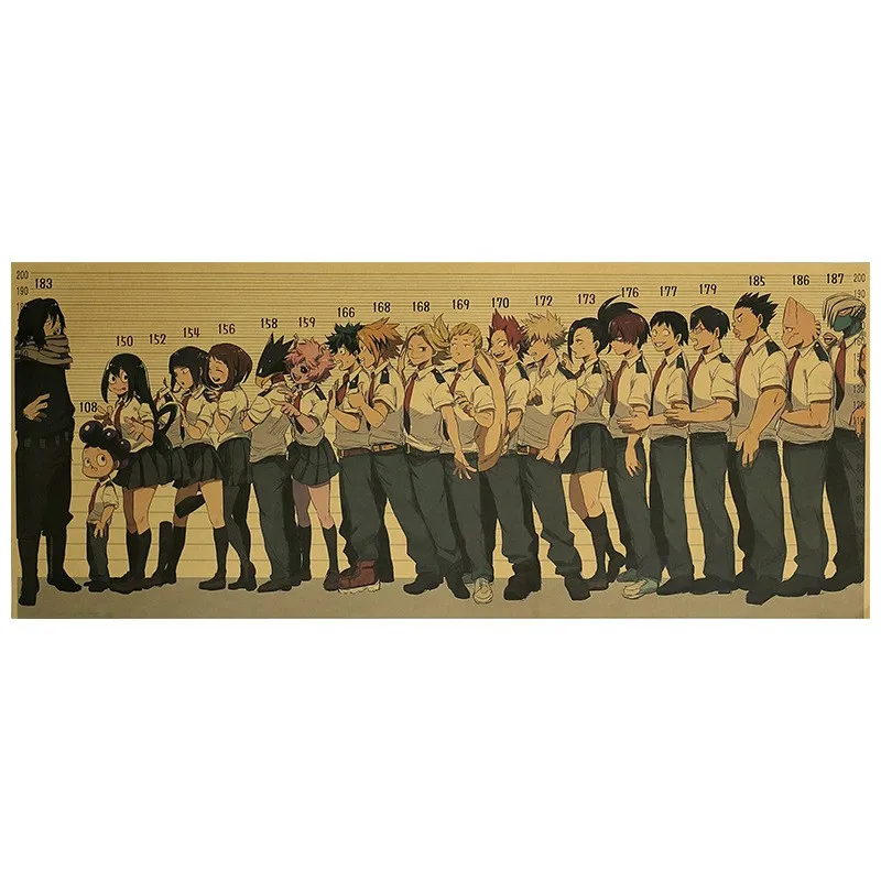 Anime My Hero Academia Kraft Paper Wall Stickers Posters Decorative Paintings Household Products 50.5x35cm