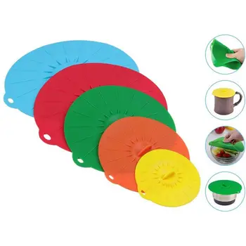 

New Set of 5 silicone Microwave bowl cover cooking pot pan lid Cover-Silicone food wrap cooking tools kitchen utensil