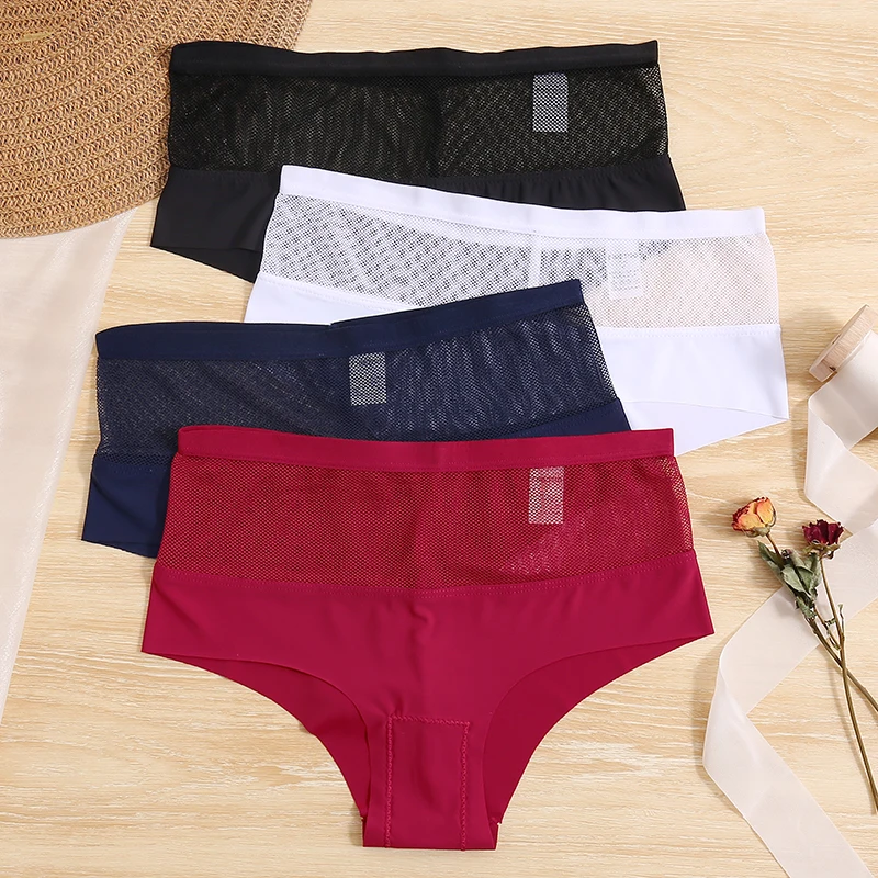 3PCS/Set M-XL Perspective High Waist Women's Panties Seamless Underwear Women See-Through Underpants Girls Intimates Lingerie plus size underwear