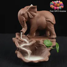 10 шт. благовония+ задний поток Ретро керамический слон обратный поток благовония горелка курильница водопад держатель благовоний спокойная курильница