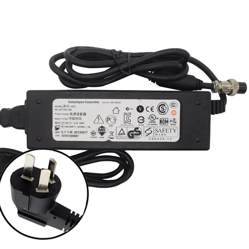 Для Intermec AE21 зарядное устройство 12V 8.3A 100W 3 Pin P/N 851-064-306 CN3 CN4-используется