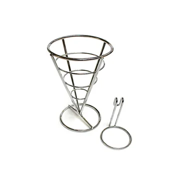 

Stainless steel French Fry Stand Cone Basket Holder for Fries Fish and Chips and Appetizers