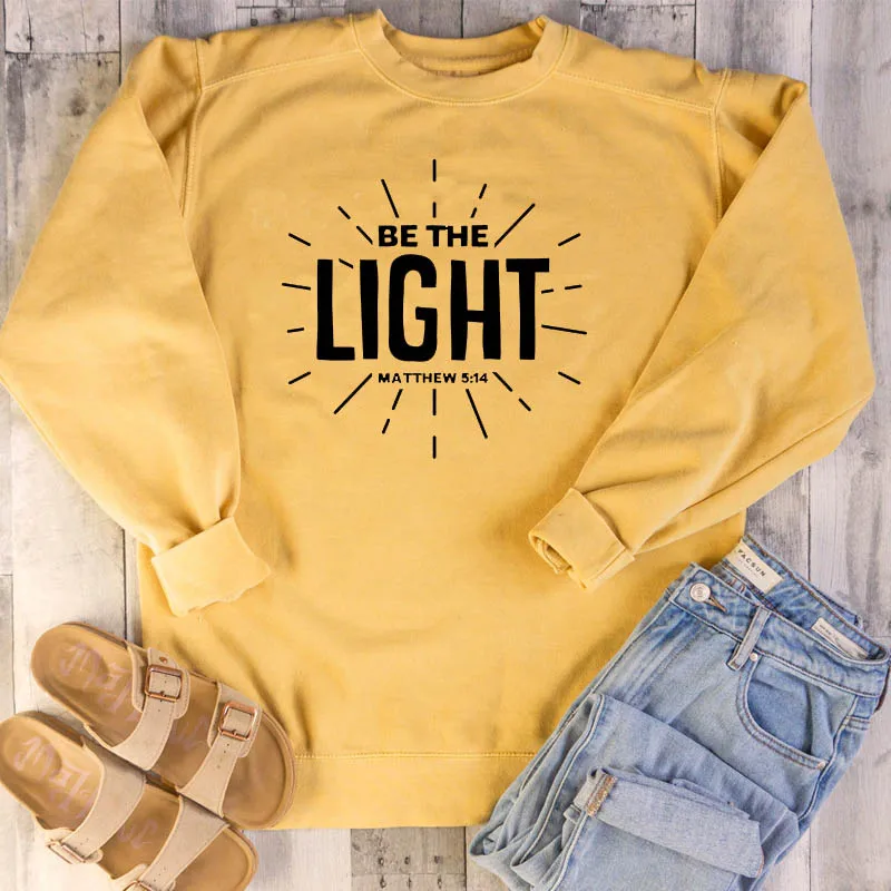 

Be The Light Matthew 5:14 Sweatshirt Faith Hope Lover Christian Hoodies stylish Cotton Jesus Religious Cotton Jumper Crewneck