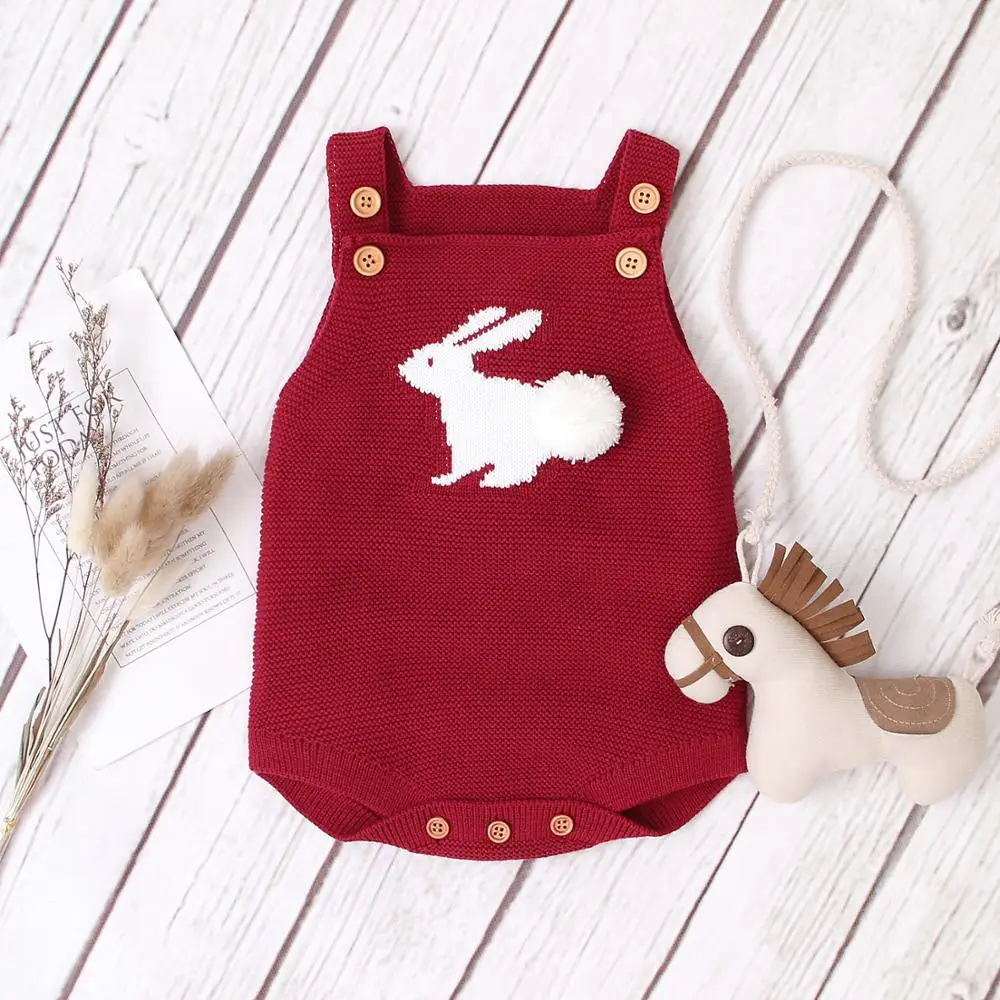 Baby Bodysuits Knitted Newborns Bebes Body Tops for Boys Girls Sleeveless Jumpsuits Outfits Cute Cartoon Rabbit Infant Coveralls