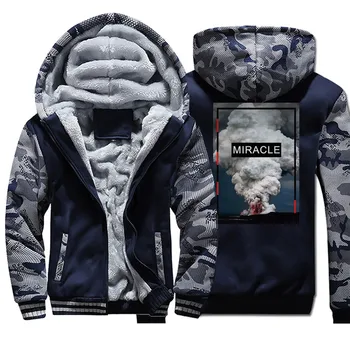 

Miracle Men Winter Thick Fleece Camo Jacket Coat Camouflage Hoodies Camo Volcanic Eruption Jackets Hoodie Sportswear Jackets