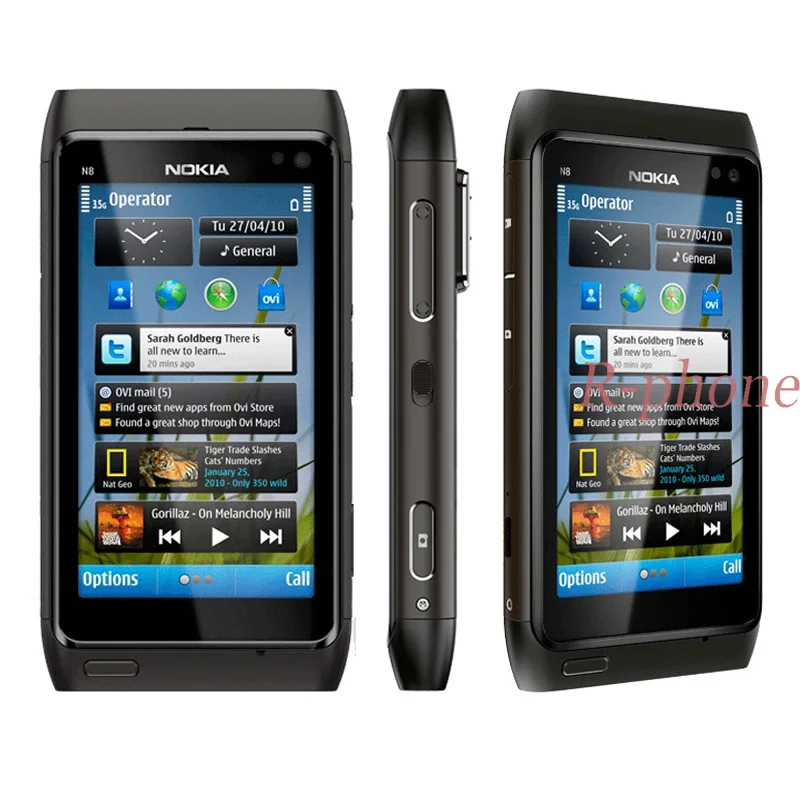 Отремонтированный мобильный телефон Nokia N8 3g wifi gps 12MP сенсорный экран 3," разблокированный 16 Гб Смартфон и один год гарантии