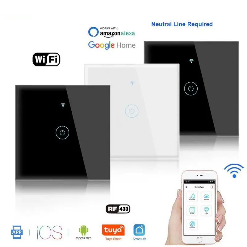 1-10x Smart WIFI Home Lichtschalter Wandschalter Touch Alexa APP Fernbedienung 