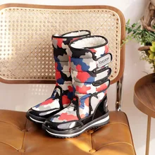 Зимние сапоги; зимние сапоги; женская обувь; модные водонепроницаемые сапоги до середины икры на плоской подошве; Новинка года; теплые короткие сапоги на меху; B32