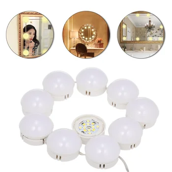 

10LED Vanity Mirror Lights with Dimmable Light Bulbs Lighting Fixture Strip for Makeup Vanity Table Set Make Up Mirror Light USB