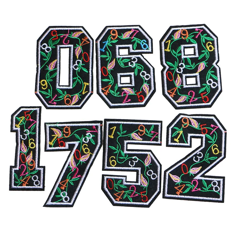 1 шт. арабские цифры с цветами цифровые узоры Мультяшные иконы термоклейкие патчи