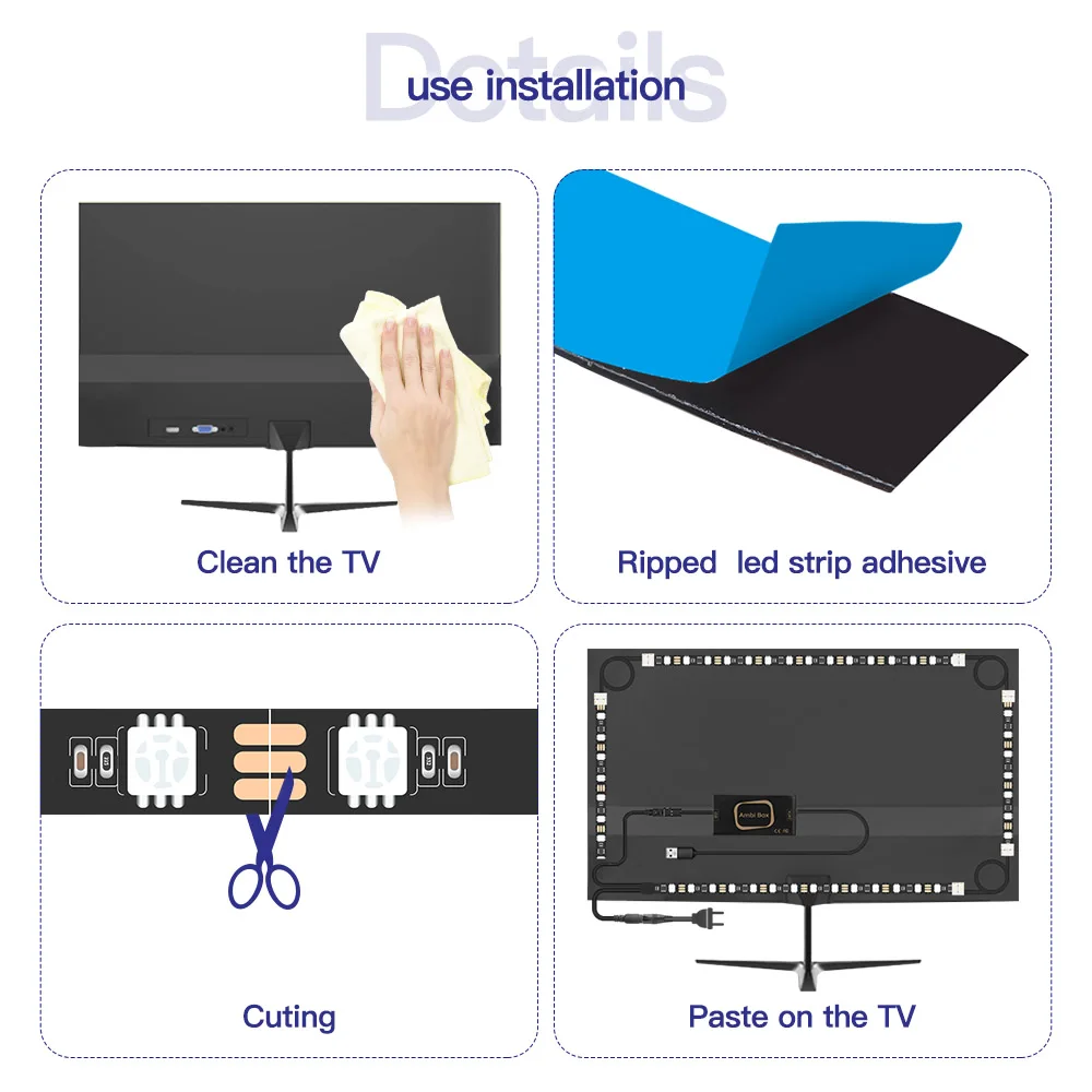 USB Ambi светильник, ТВ, ПК, экран, светодиодный, подсветка, 5050 RGB, светодиодный светильник, комплект, 1 м/2 м/3 м/4 м/5 м, меняющие цвет, полоски, монитор цвета мечты